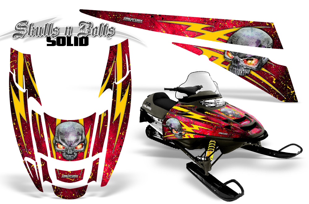 POLARIS EDGE XC Graphics Kit Skulls n Bolts Solid Yellow Red